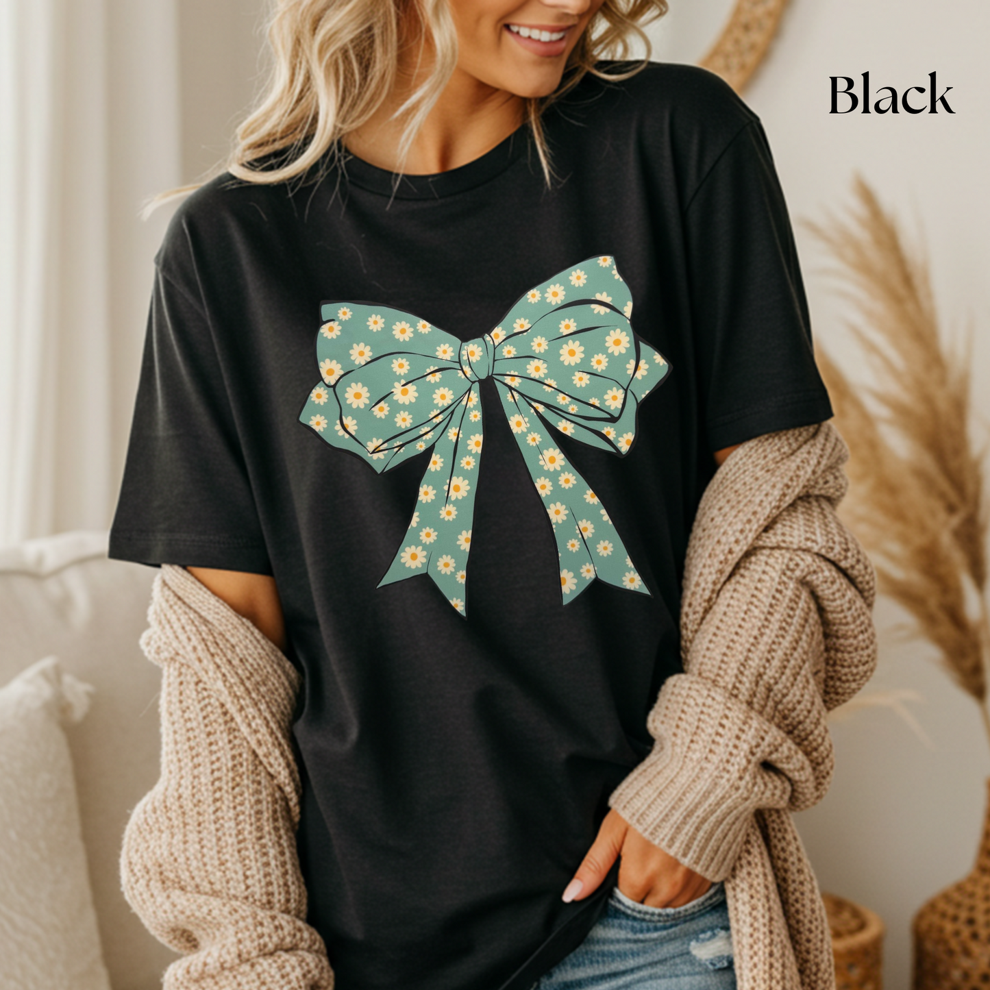 Blue Bow w/ little daisies