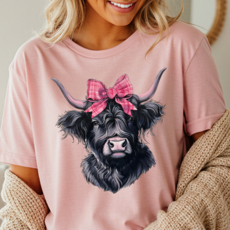Pink Bow Black Highland