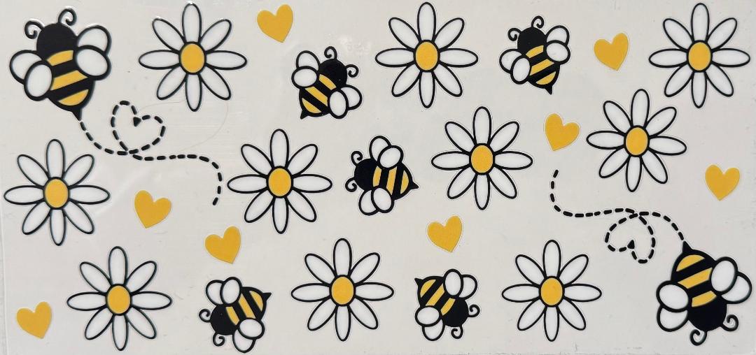 Honey Bee flowers and hearts