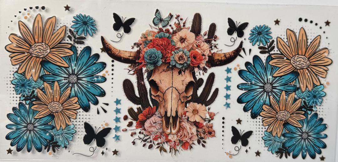 Cow skull w/ flowers
