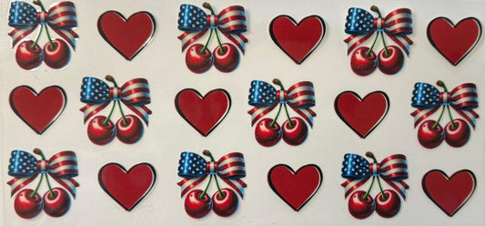 Cherries, hearts and american flag bows