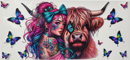 Tattoo girl with her Highland Cow