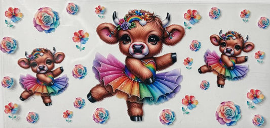 Highland Cow rainbow ballerina