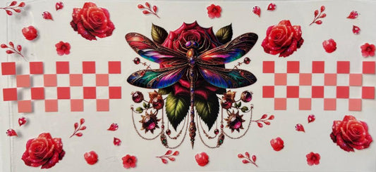 Dragonfly and Red Roses
