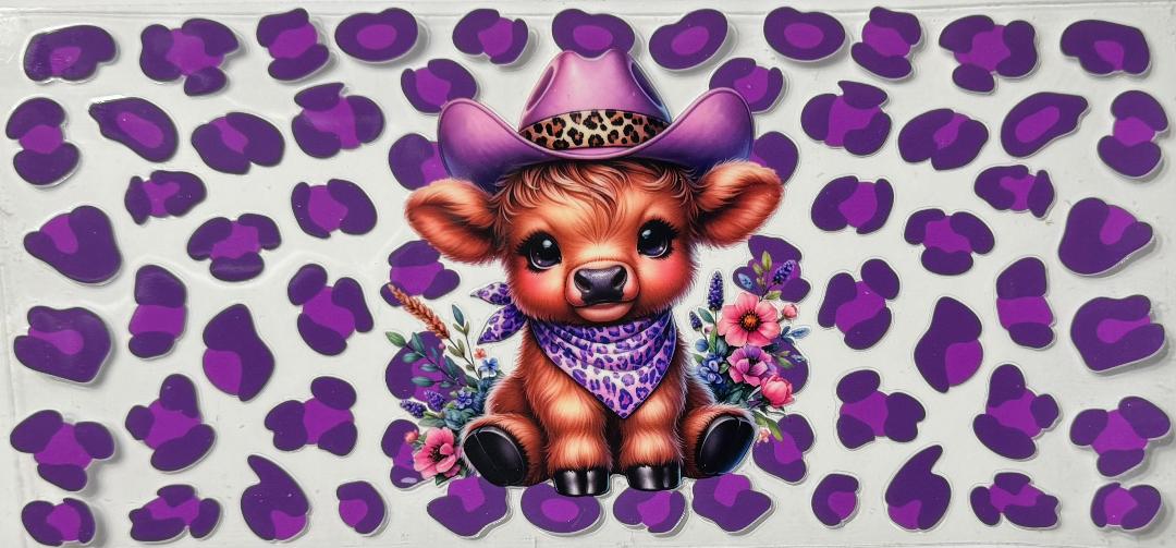 Highland Cow purple cheetah