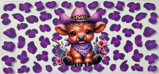 Highland Cow purple cheetah