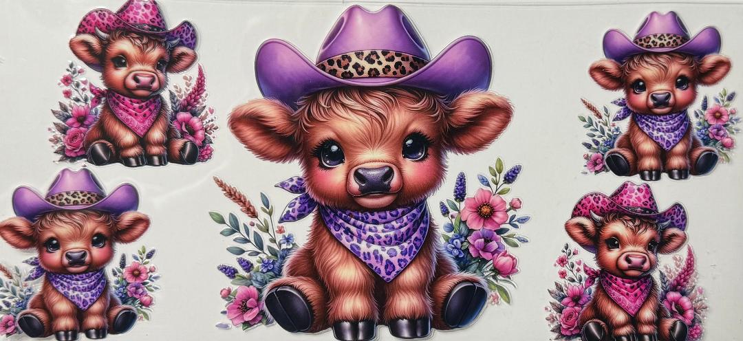 Highland Cow purple and pink