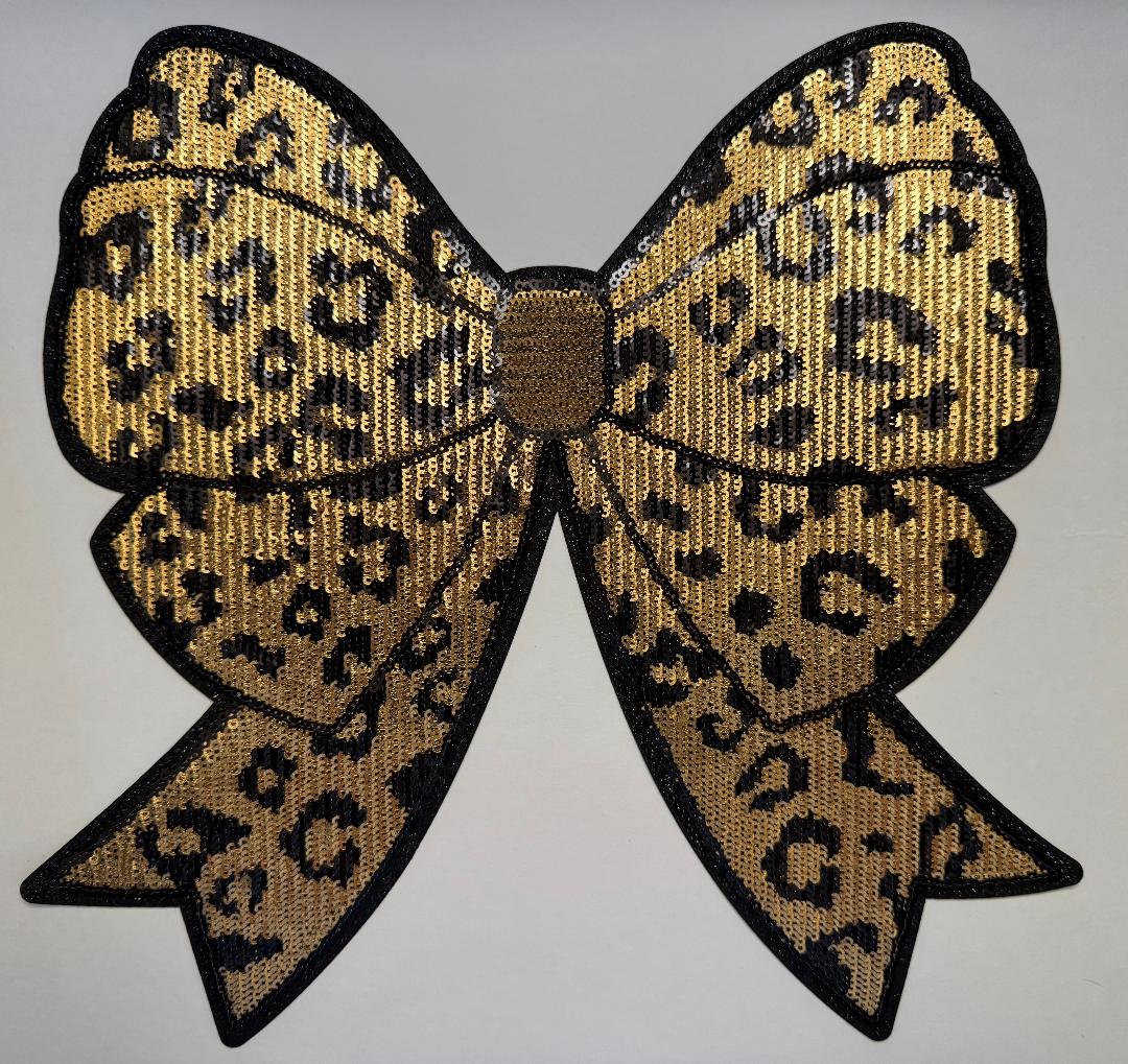 Sequin cheetah print bow