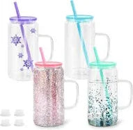 16oz Acrylic Snowglobe Tumbler with Handle