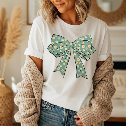 Blue Bow w/ little daisies
