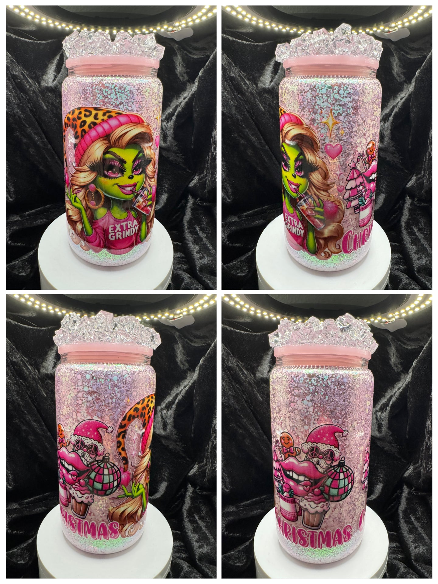 16oz Premade Glass Snow Globe Tumbler