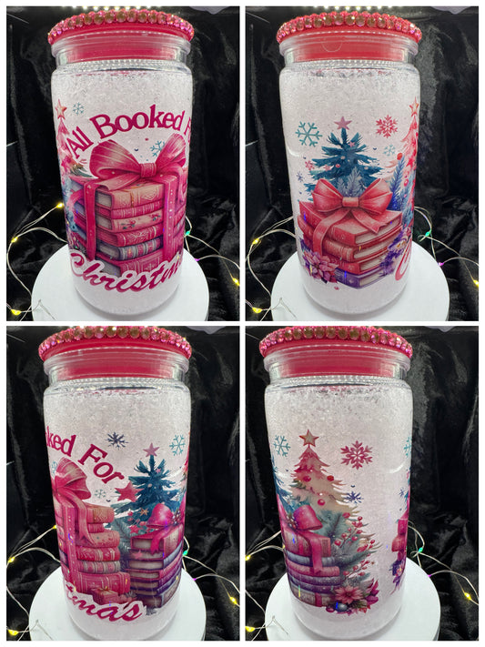 16oz All Booked for Christmas Acrylic Snow Globe Tumbler