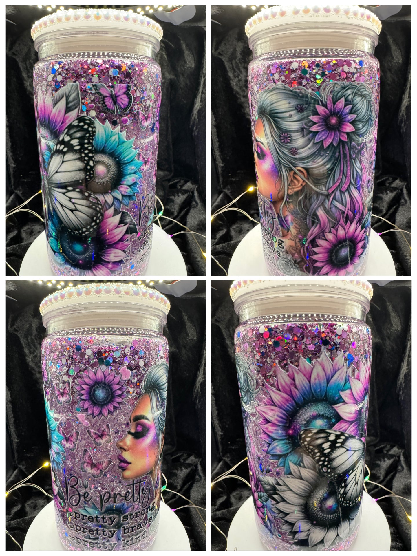 Be Pretty Acrylic Snow Globe Tumbler