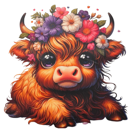 Flower Halo Highland Cow