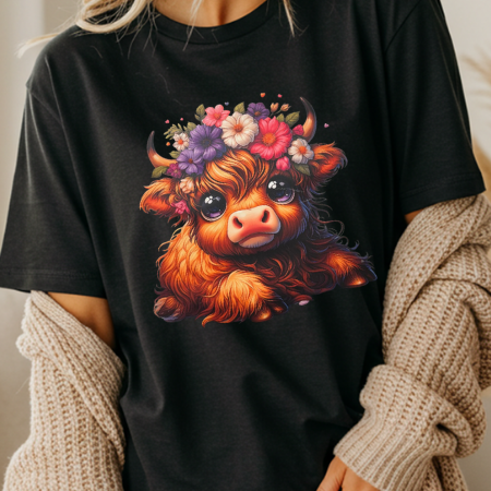Flower Halo Highland Cow