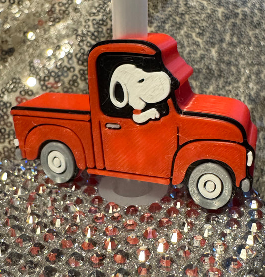 White Dog Red Truck
