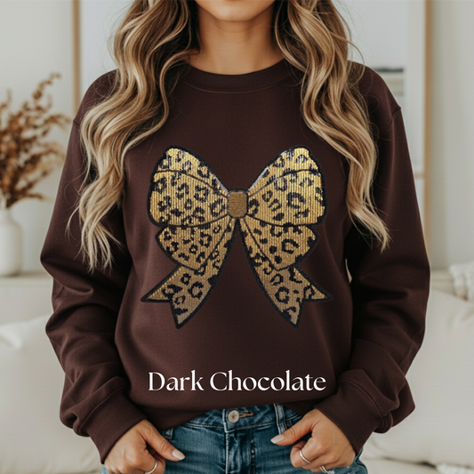 Sequin cheetah print bow