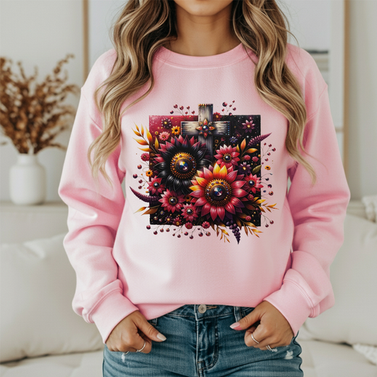 Beautiful Flowers and a Cross