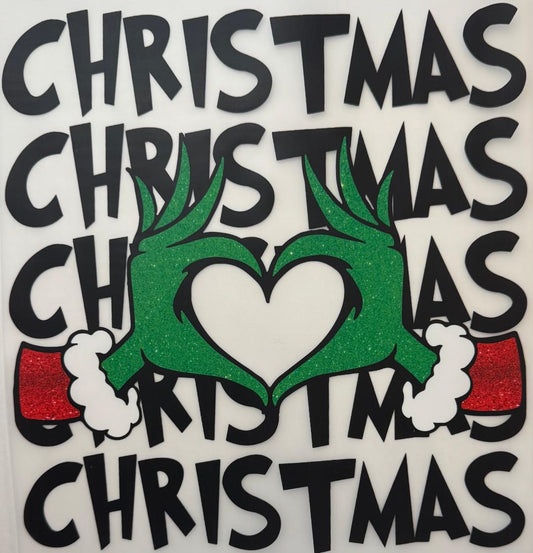 Christmas Grinch heart hands