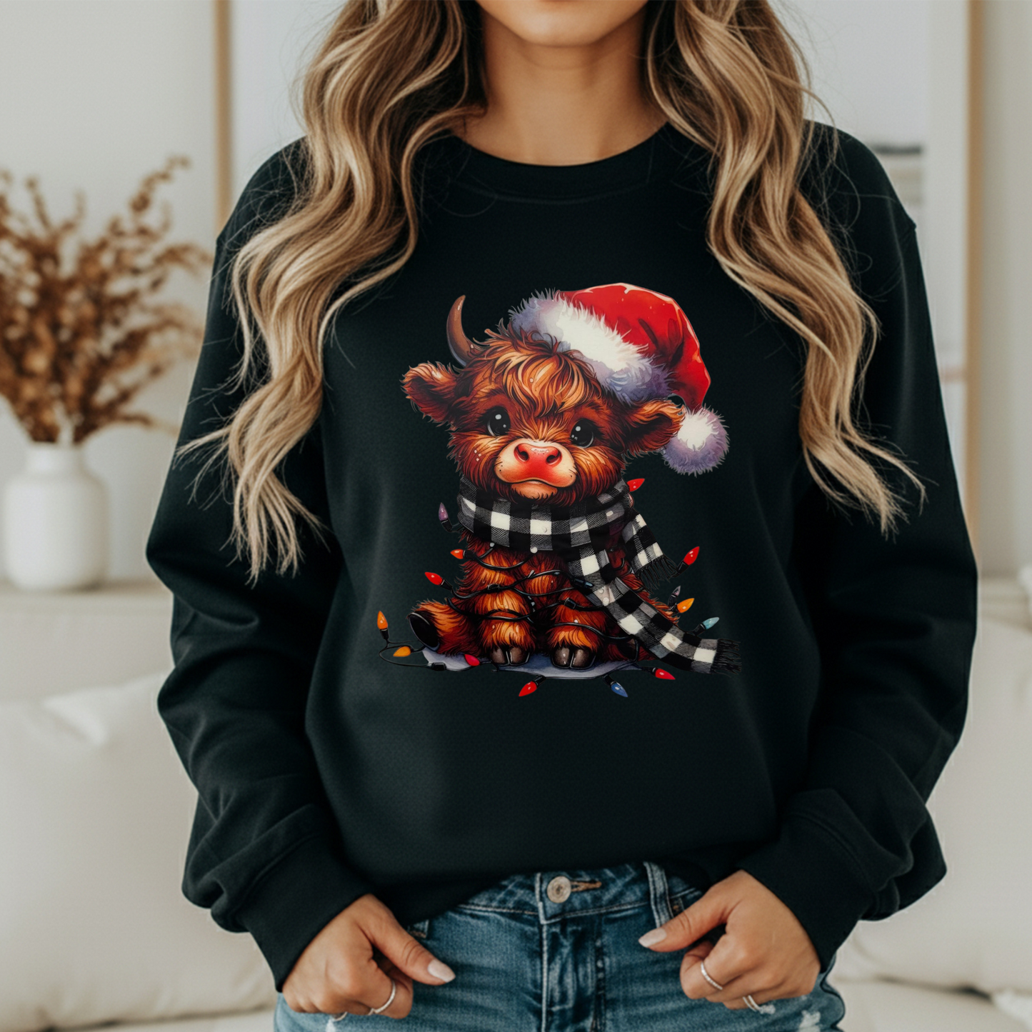 Highland Cow in lights