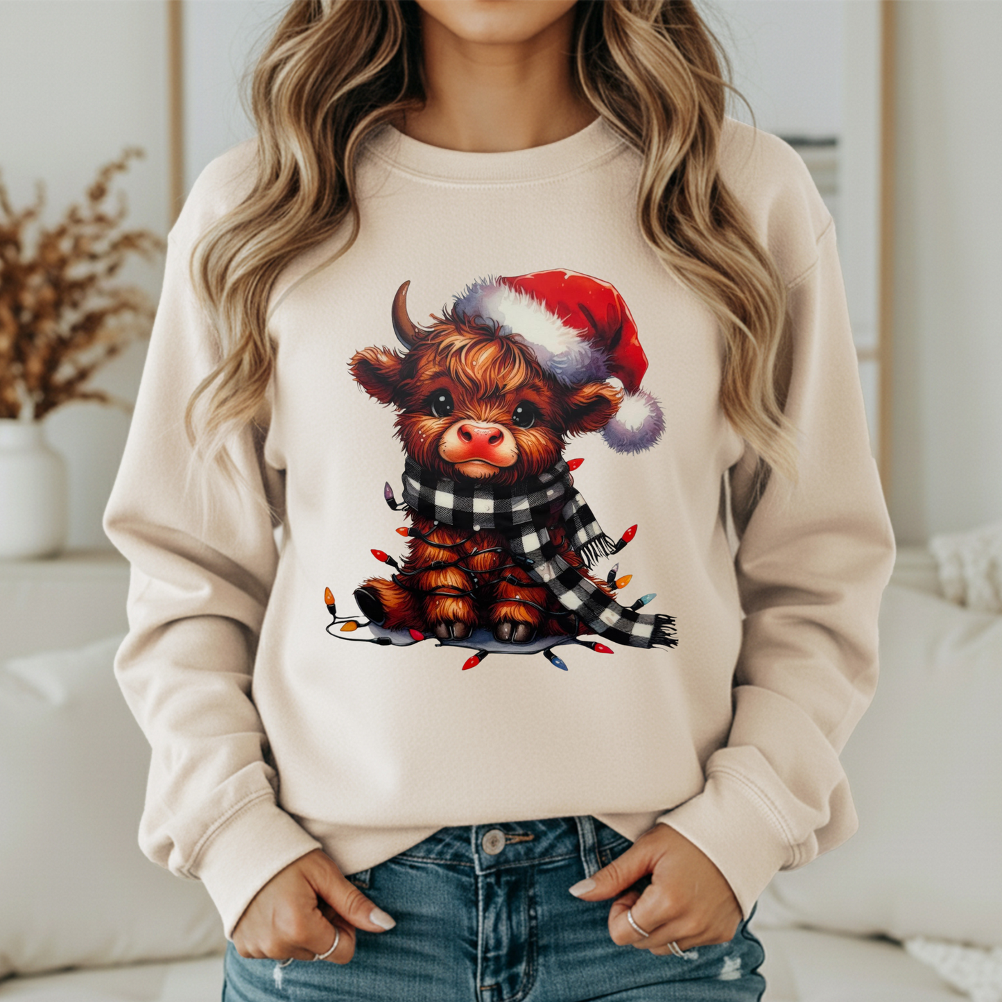 Highland Cow in lights