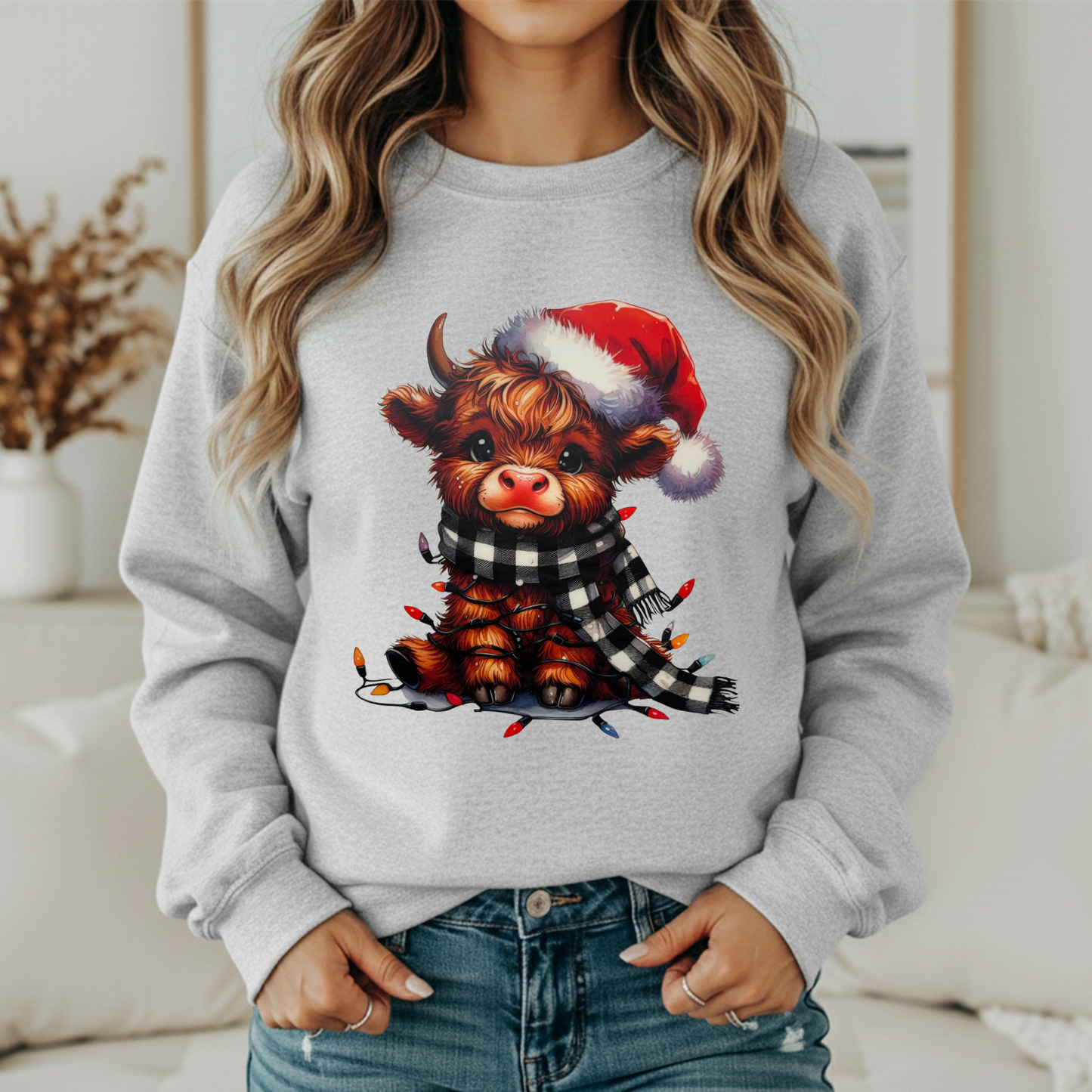 Highland Cow in lights