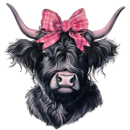 Pink Bow Black Highland