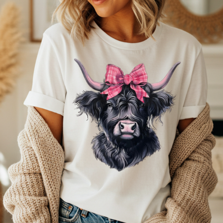 Pink Bow Black Highland