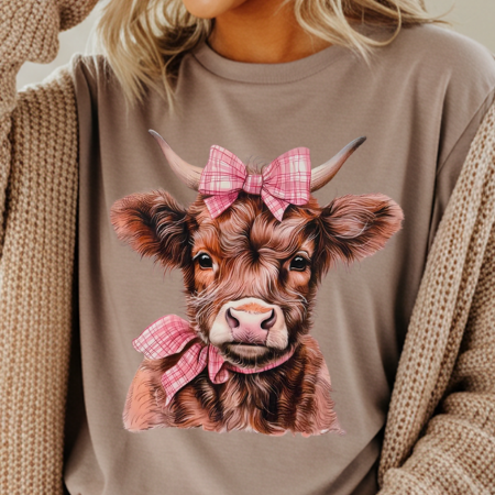 Pink Bow Brown Highland