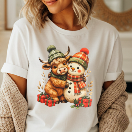 Highland Cow and Snowman