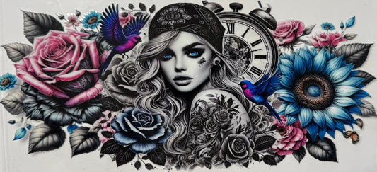 Beautiful pink and blue bandana girl