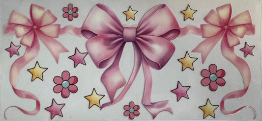 Pink Bows with stars and flowers