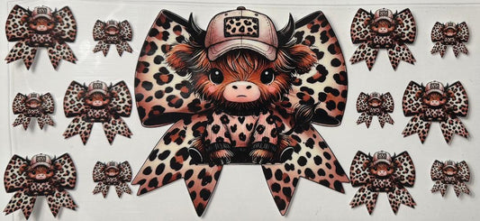 Highland Cow Brown Bow