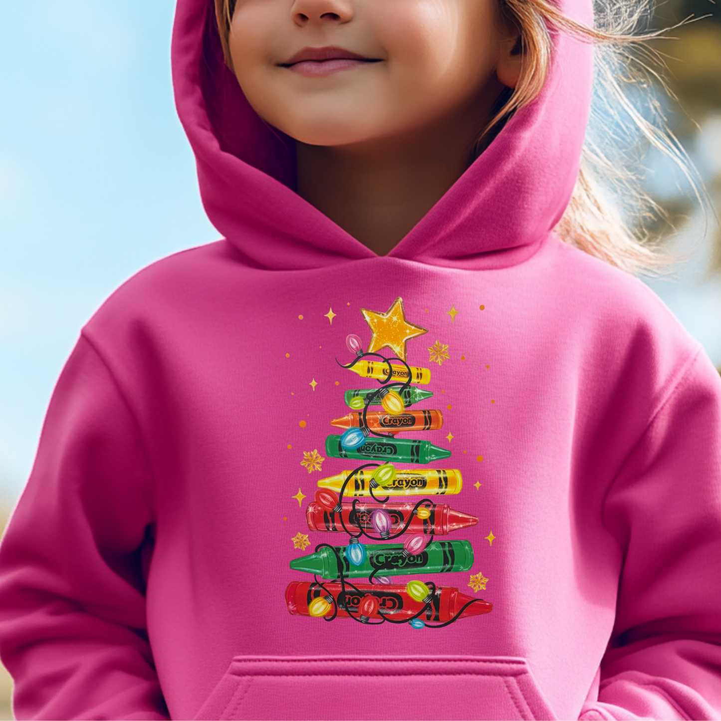 Christmas tree of crayons