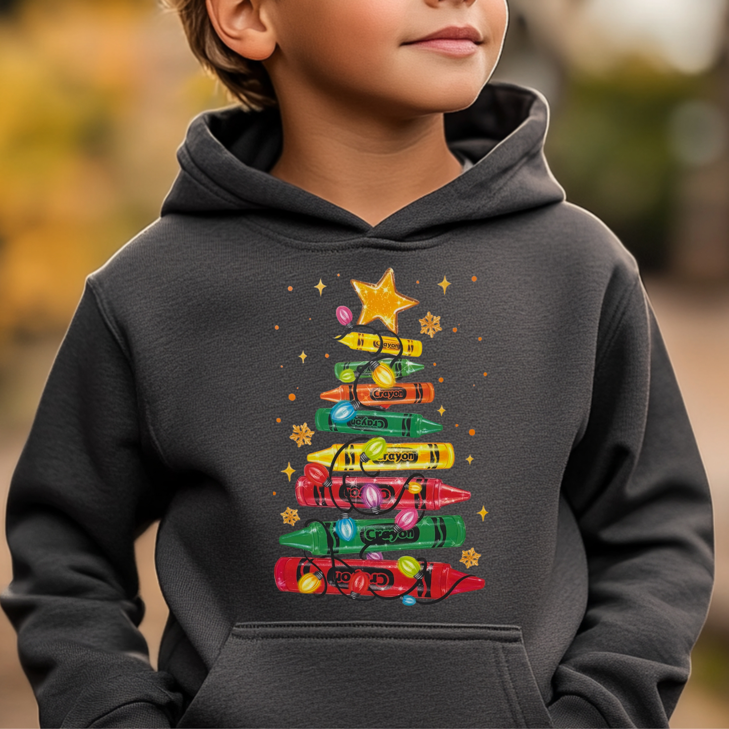 Christmas tree of crayons