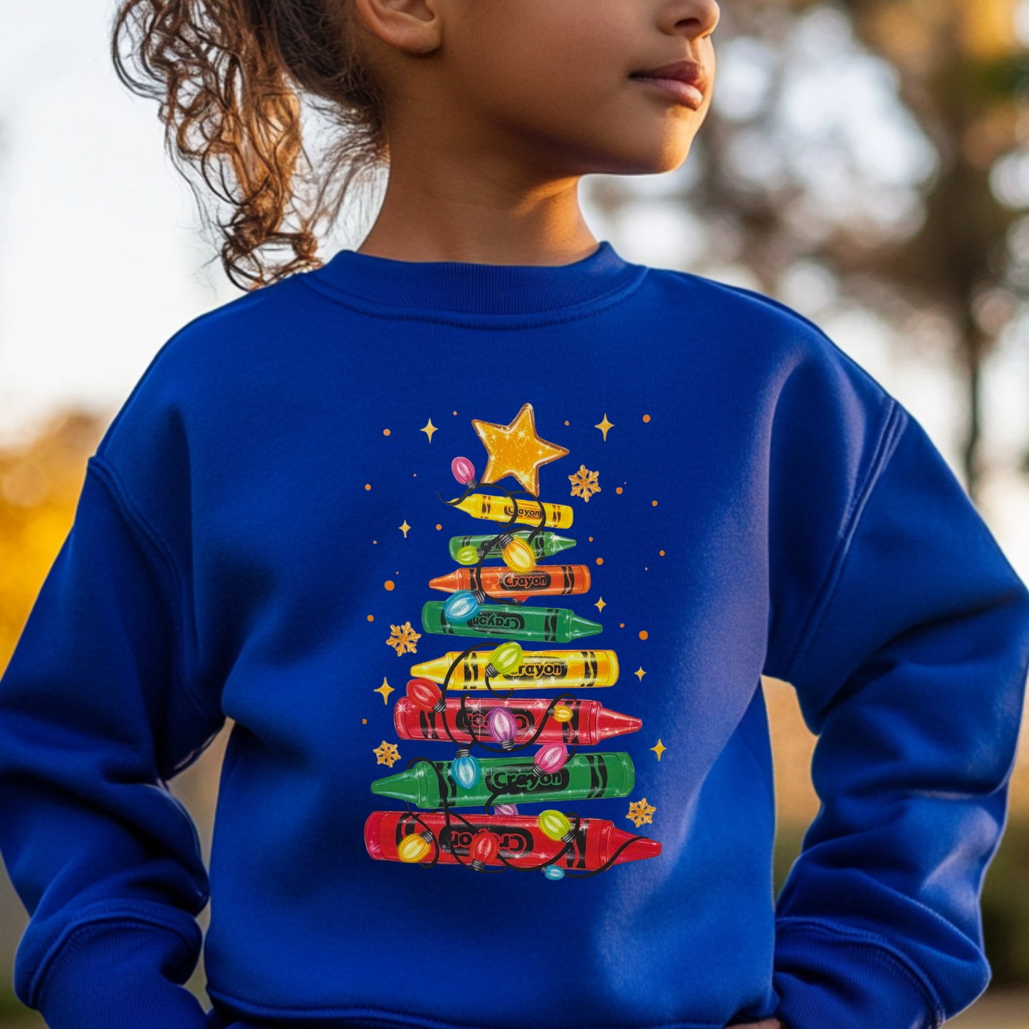 Christmas tree of crayons